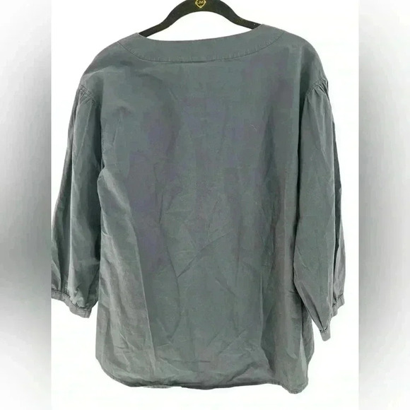 Anthropologie HD In Paris Lace Up Navy Blue Blouse Size Small - Picture 8 of 9